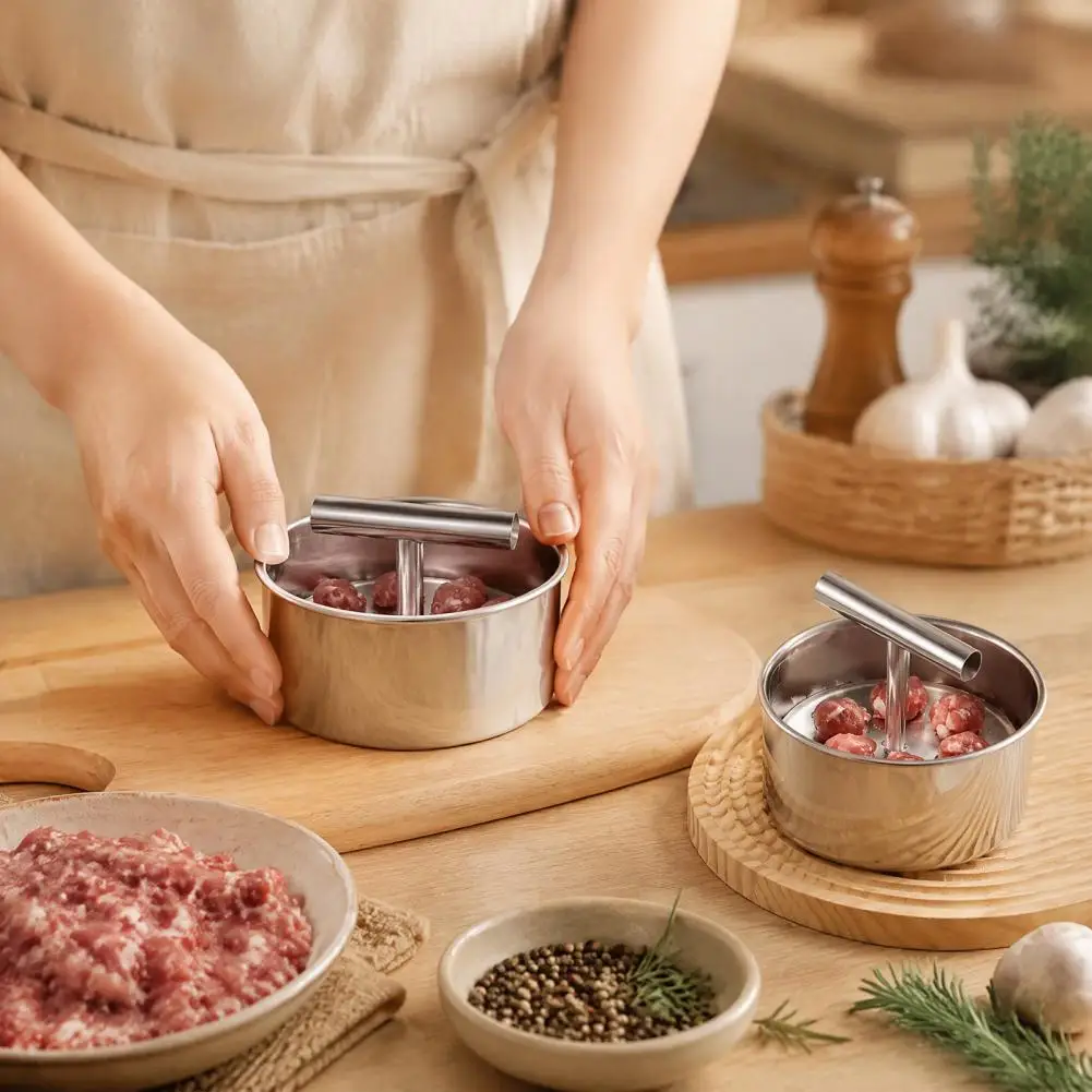 2Pcs ﻿Home Stainless Steel Meatball Press Creative Manual Meatball Maker For Home Use Makes Multiple Meatballs At Once