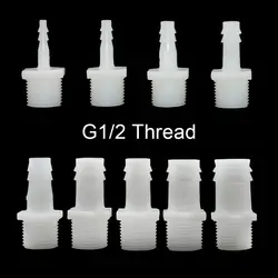 10Pcs 1/2 Inch Thread To Barb 4/6/8/10/12/14/16/18/20mm Plastic Hose Connector Fittings Drip Irrigation System Pipe Coupler
