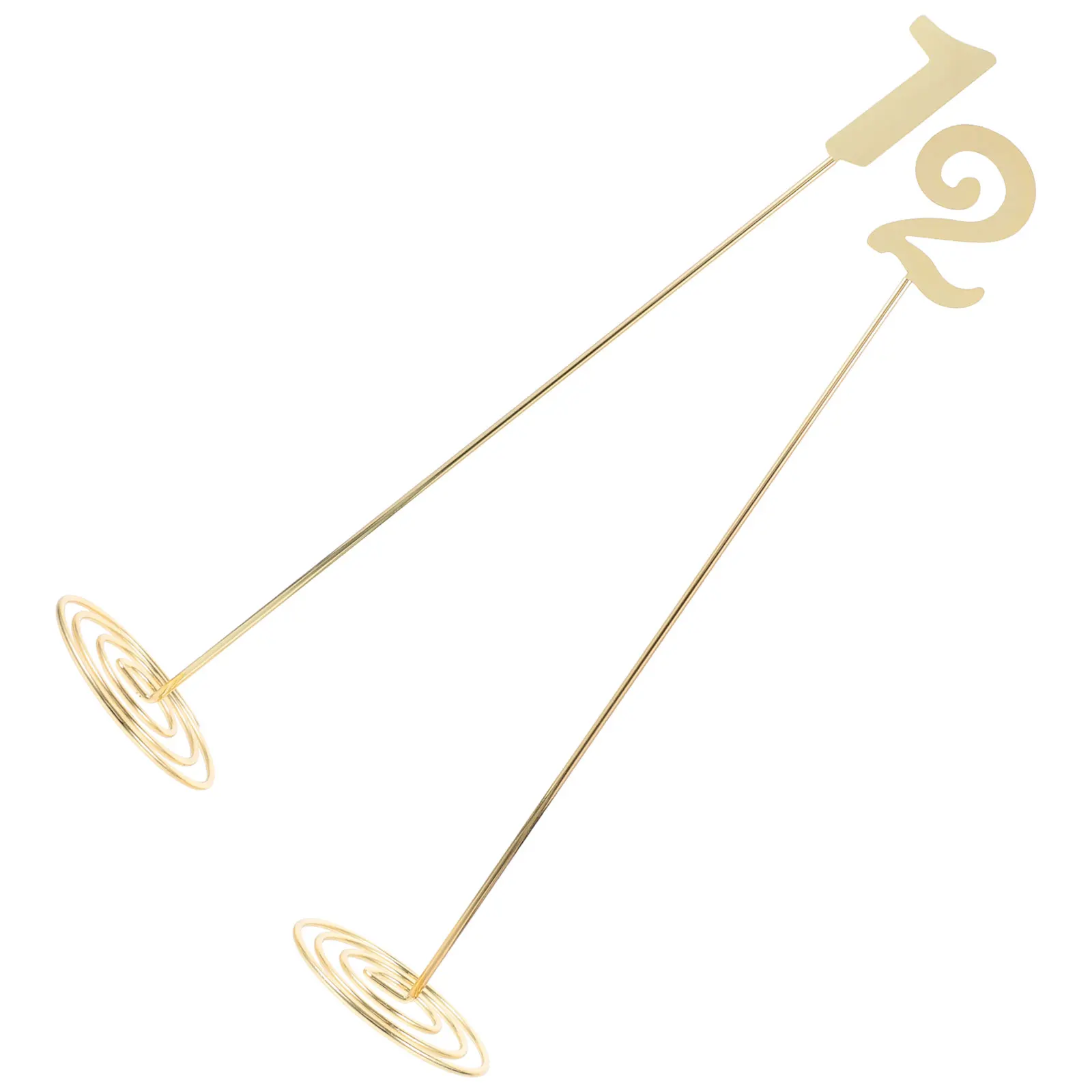 

2 Pcs Digital Seating Signs Stainless Metal Table Number Holders Wedding Decor Photo Folder Clips Menu Card Displays Gold Color