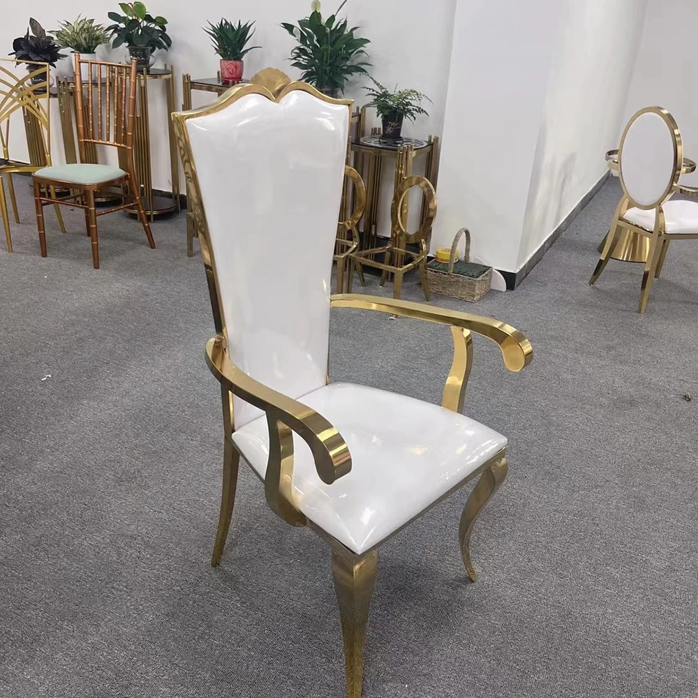 2PCS High Quality Stainless Steel Gold Small Back Chair For Banquet Wedding And Event