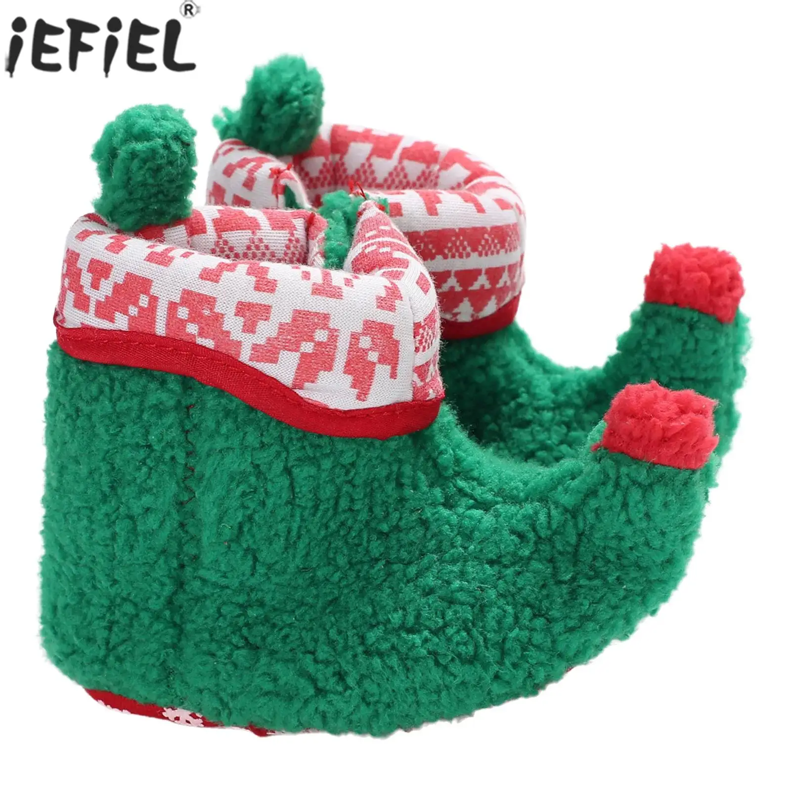

Infant Boys Girls Christmas Winter Warm Booties Soft Cozy Fleece Sock Shoes Slippers Prewalker for Xmas Santa Elf Cosplay Party