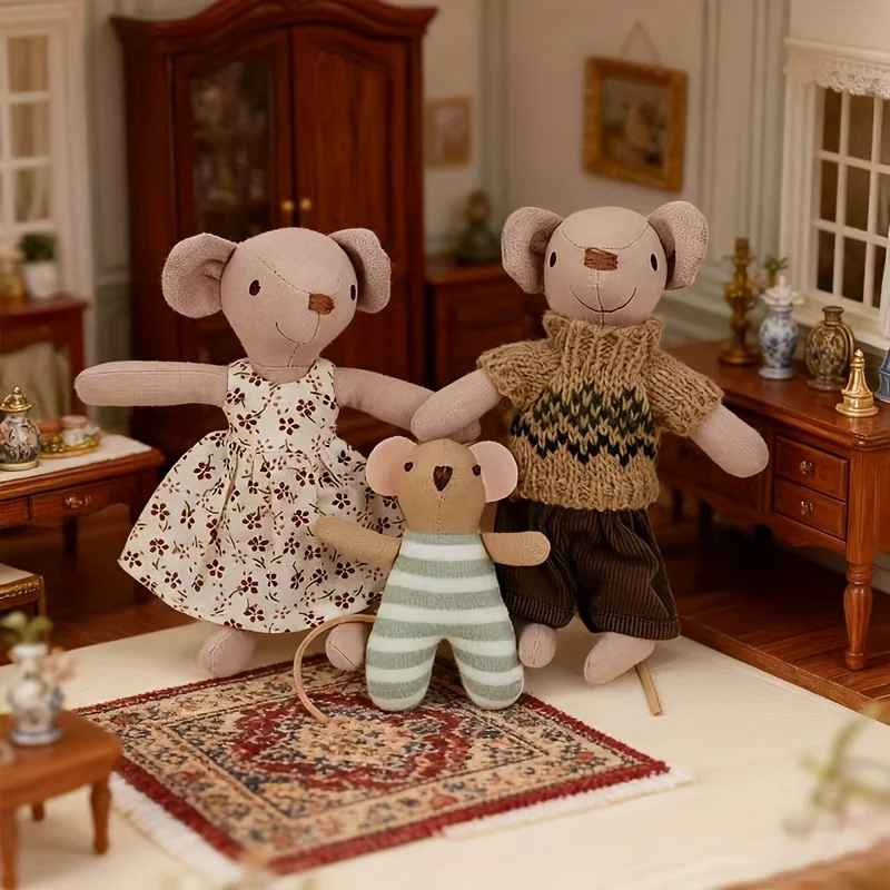 2/3 Pcs, 15/9.5 Cm Tall Interchangeable Mouse Dolls for Dollhouse Miniature Scene Decoration, Christmas and New Year Gifts