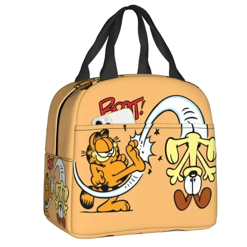 Custom Garfields Cat Cartoon Art Lunch Bag Men Women Warm Cooler Insulated Lunch Box for Kids School