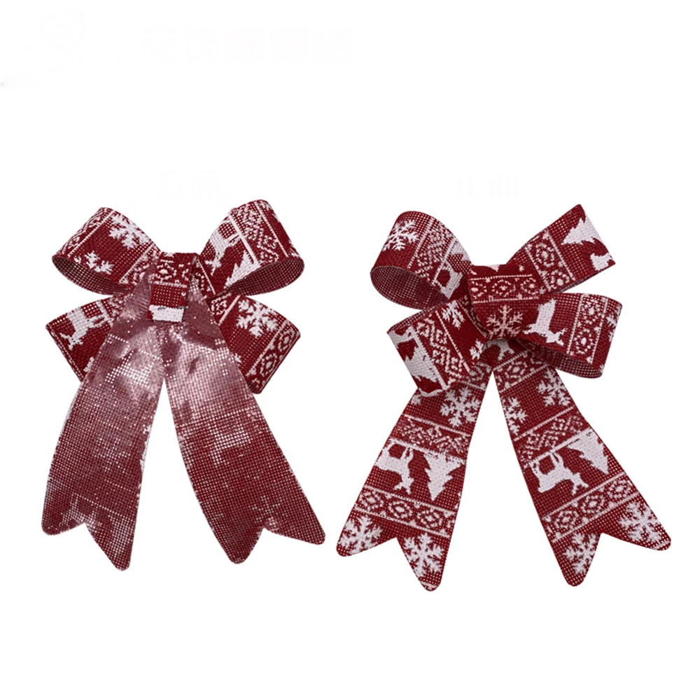 Christmas Tree Bow Ribbon With Candy Cane Stripe Pattern Holiday Decor Festive  Red And White Inspired Checkered Home Pendant