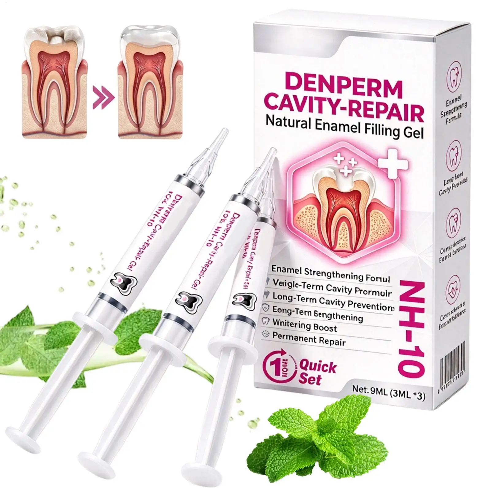 Cracked Teeth Repair 3 Tubes Natural Plant Scent Cavity Care Tooth Repair for Men Women Elderly Teen Family Friend Dad Mom