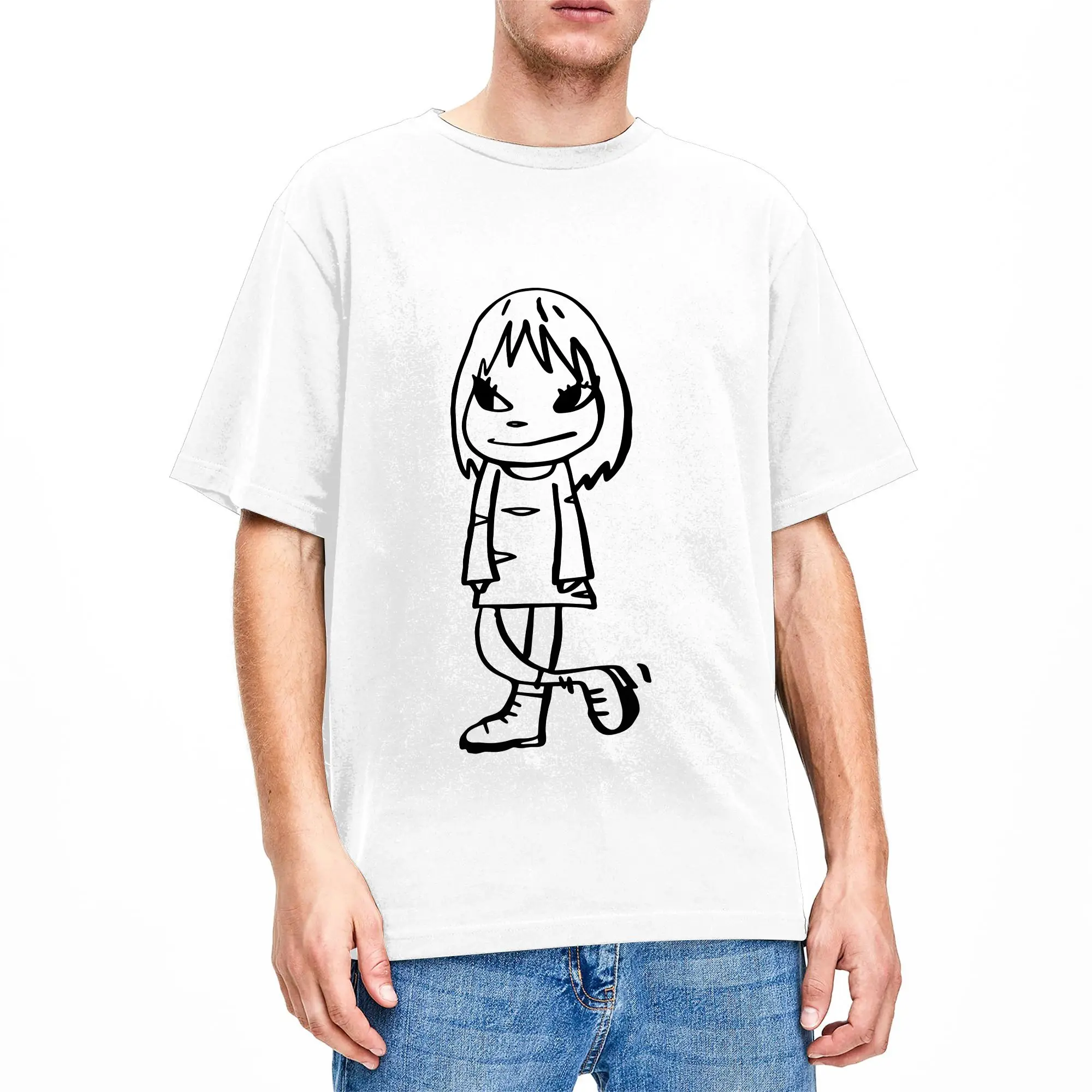 Yoshitomo Nara T Shirt Men  Y2K Fun T-Shirts Summer Round Neck Trending Tee Shirt Design Oversized Tops