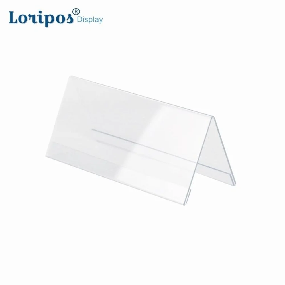 

V-type Acrylic Table Card Transparent Double-sided Price Tag Card Holders Meeting Sign Name Card Note Holders