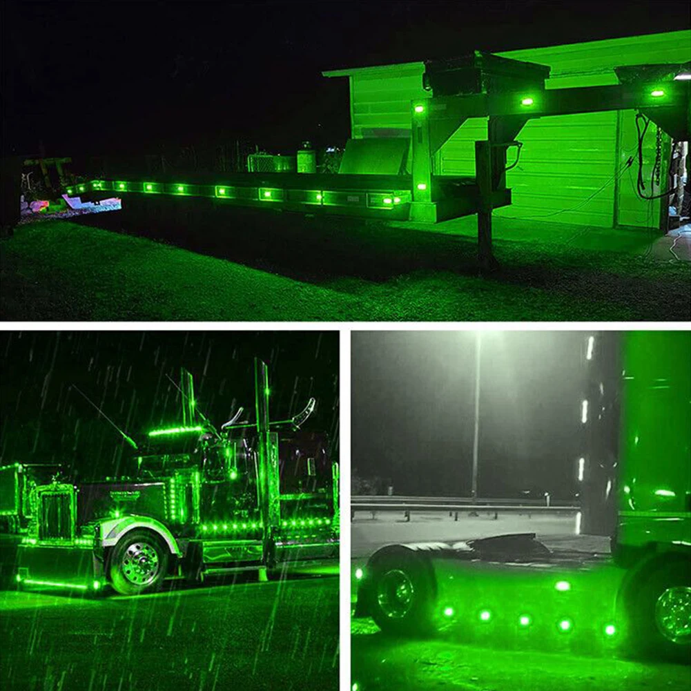 กันกระแทกกันน้ำอย่างเต็มที่อุปกรณ์เสริมไฟด้านข้างรถบรรทุก4ชิ้น ABS + PC DC 12V-24V