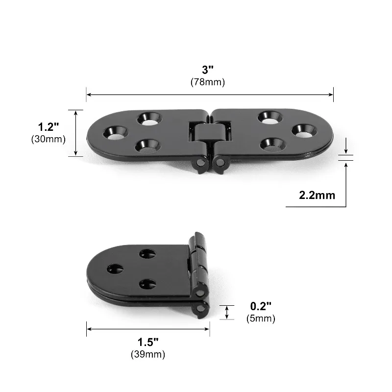 2pcs 180 Degree Foldable Flap Screw-On Hinges Folding Table Cabinet Door Rounded Corner Hinge