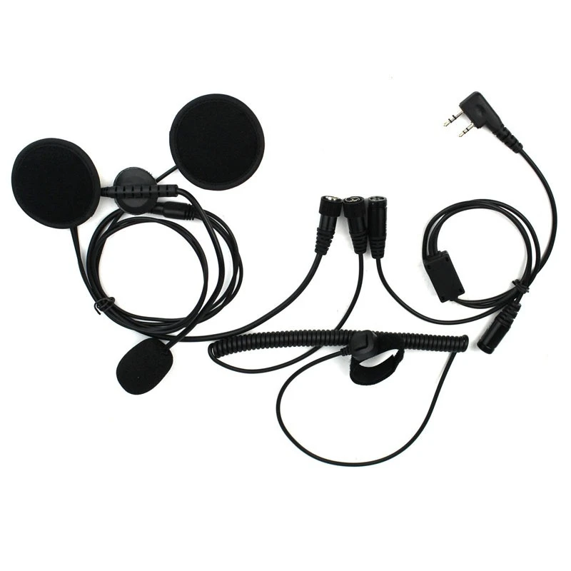 

Walkie Talkie Half Helmet Headset 2-контактный разъем K PTT Мотоциклетные наушники для Kenwood Baofeng Puxing TYT Ham Two Way Radio