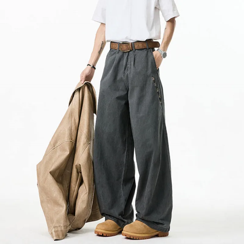 LUZHEN Autumn Fashion Simple Solid Color Handsome Straight Trousers Men's 2025 New Trendy High Quality Loose Casual Pants JY4576