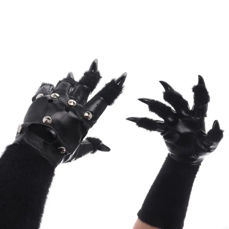 遊び心のある猫足デザイン手袋コンフォートパンクスタッド多目的冬コスプレギア-y166