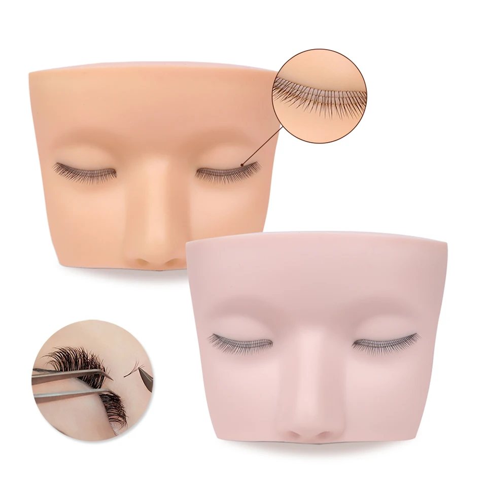 Wimpernverlängerungs-Übungskopf, Silikonpuppe mit 3-Schicht-Wimpern, Make-up-Zubehör, Lehr- und Trainingswerkzeug – Detail 1