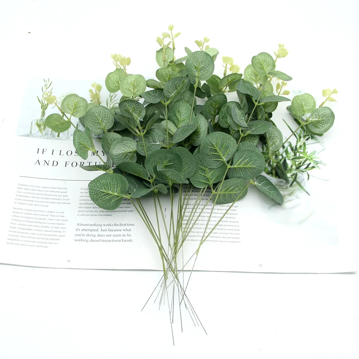 

10/20pcs Money Leaf Eucalyptus Leaf Green Plant Simulation Plant Birthday Table Wedding Arrangement Decoration Fake Flower Grass