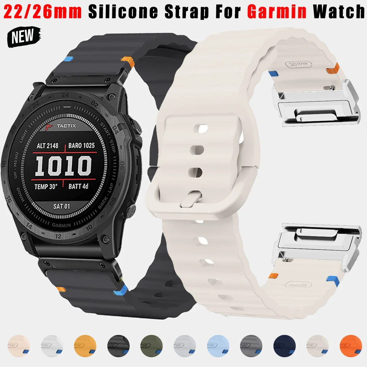 QuickFit 26mm 22mm Watch Strap For Garmin Fenix 8 47mm 51mm 7X 7 Pro Silicone Loop Watchband Fenix E 6X 6 Pro 5X 5 Plus Bracelet