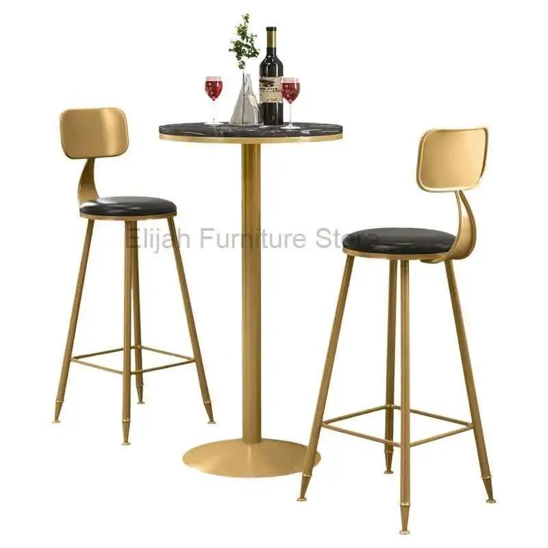 طاولة بار صغيرة وكراسي مستديرة مربعة من الرخام وشرفة طاولة بار كاجوال منضدة حديدية أثاث منزلي #5