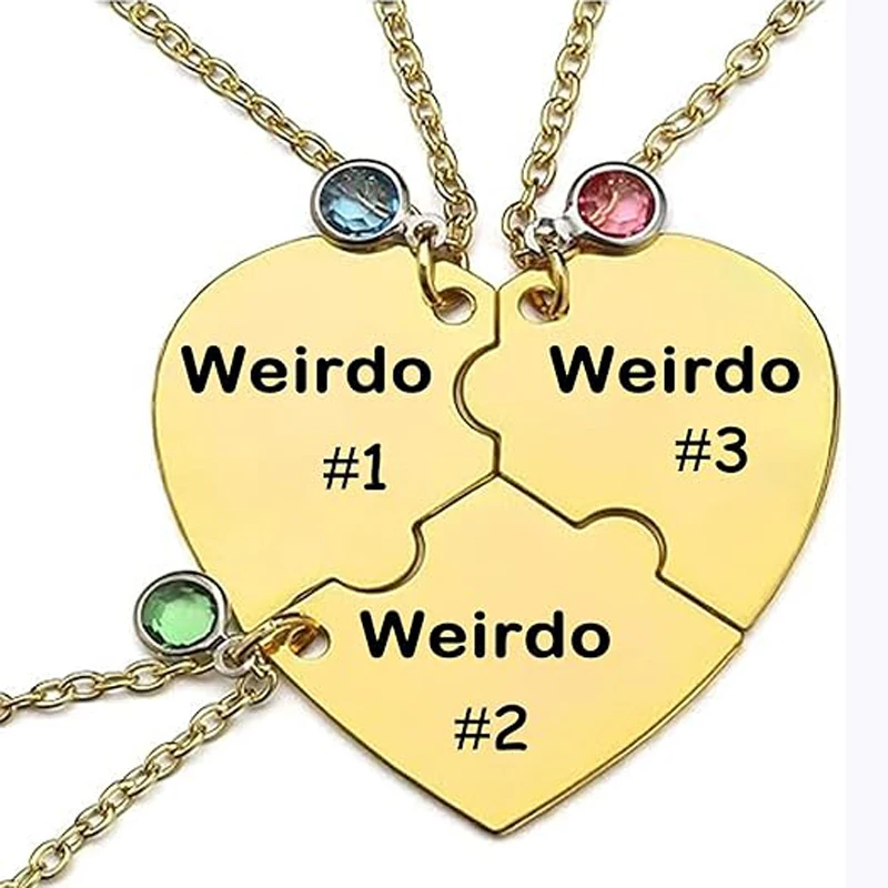 قلادة صديق غريب الأطوار ، مجوهرات الصداقة ، الصداقة ، القلب Bff ، 1 2 3