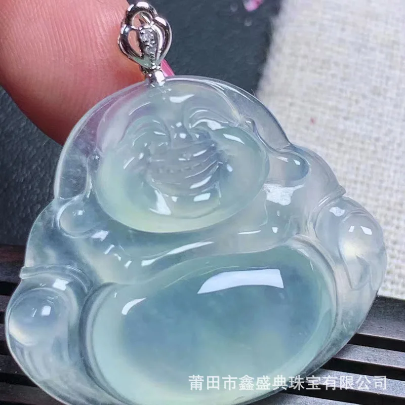 Live Broadcast Supply Wholesale Myanmar Natural Emerald Pendant a Goods 18K High Ice Buddha Jade Jewelry with Certificate