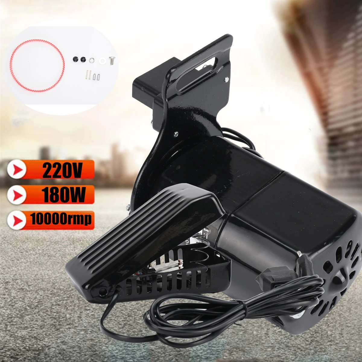 180W Nähmaschinen-Motorsteuerungsset – 220V 10000 U/min Kupferdraht-Elektromotor mit Fußpedal, Eisengehäuse, Zubehör für Heim-Nähmaschinen (1,6 kg)