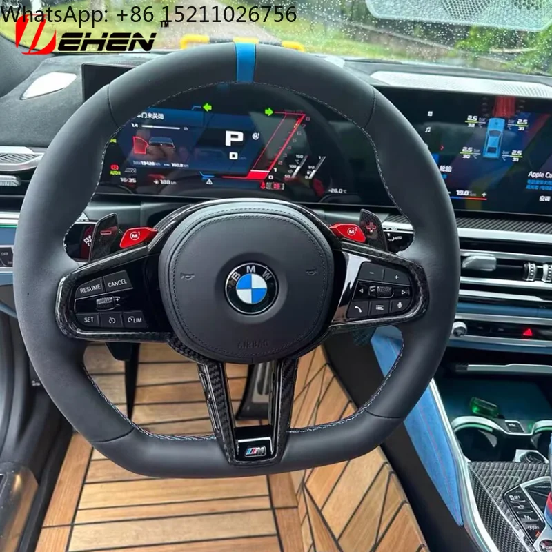 ل BMW M2 M3 M4 G80 G82 G83 G87 2019 2020 2021 2022 2023 2024 ترقية قديمة جديدة M4 الجلود ألياف الكربون عجلة القيادة