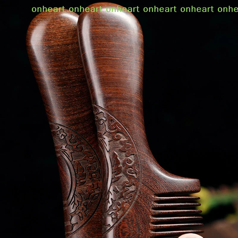 [C]Unisex Sandalwood Comb Women Men Home Travel Wood Anti-Static Fine-Tooth Comb Wooden Handles Hair Comb