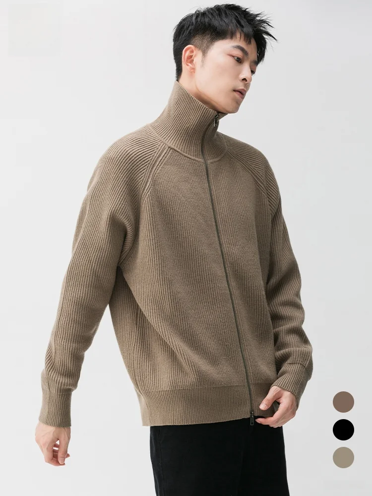 

Свободный крой, трикотаж на молнии, цветной мужской свитер с высоким воротником, модная верхняя одежда, удобная смесь полиэстера, весна-осень