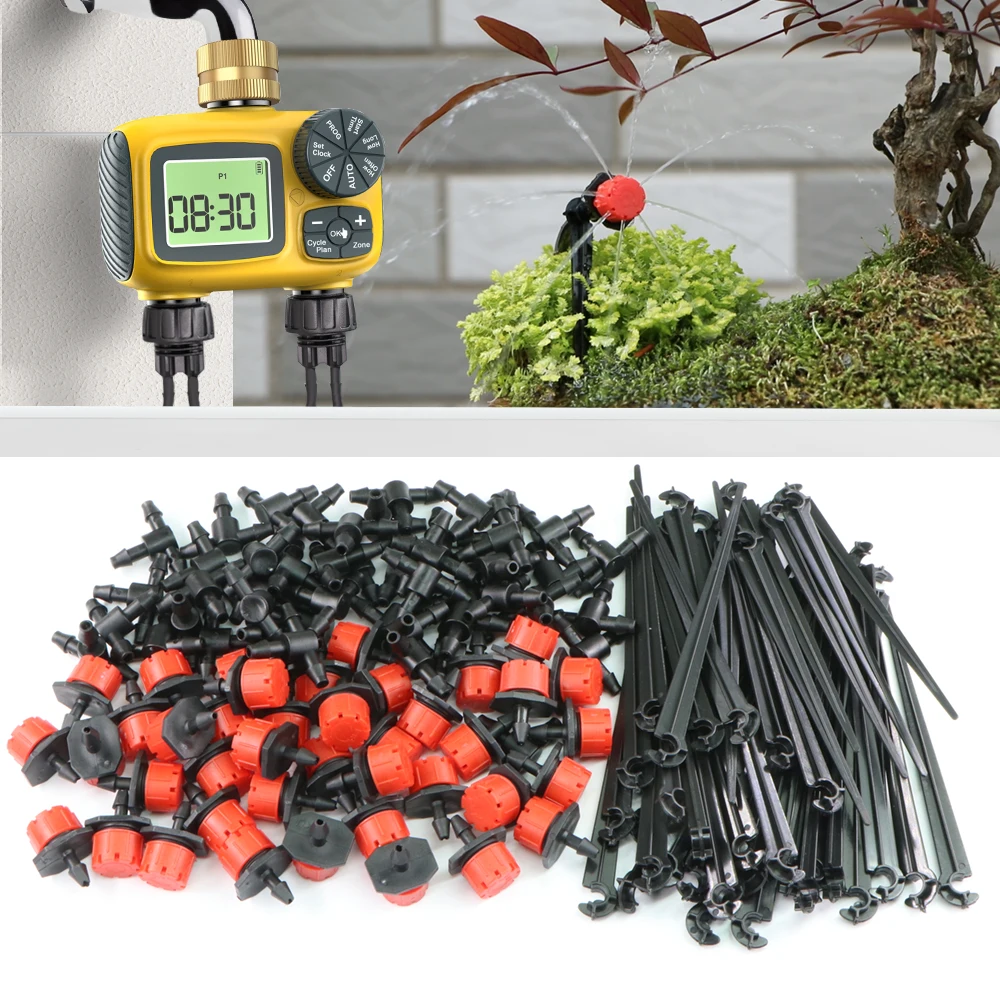 25-50M Garden 2-Way Timer Adjustable Dropper Watering System 1/4