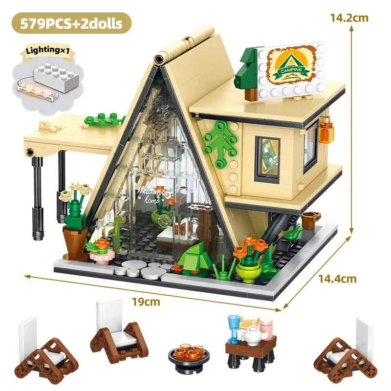 Coffee Shop House Building Blocks con luce a Led Diy City Street View architettura creativa mattoni modello giocattoli per bambini per ragazze regalo