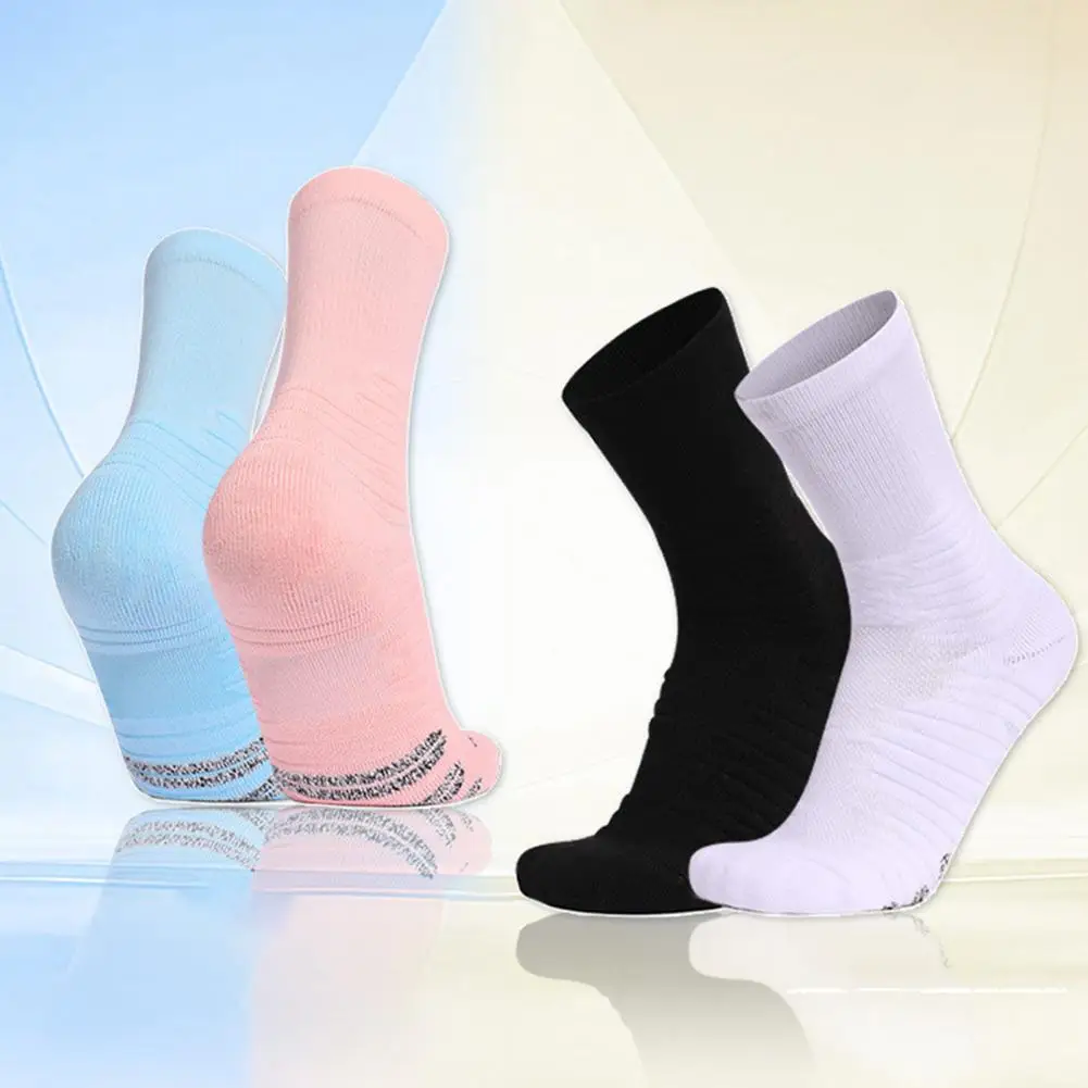 

Athletic Crew Socks Stretchy Cushioned Sports Socks Breathable Compression Socks with Non-Slip Soles for Running Basketball Work