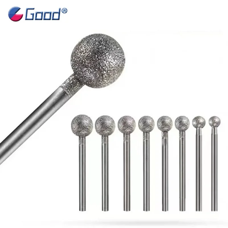 

Grit 60 Spherical Diamond Grinding Point Ball Emery Round Grinder Needle Carve Stone Jade Shank 3mm