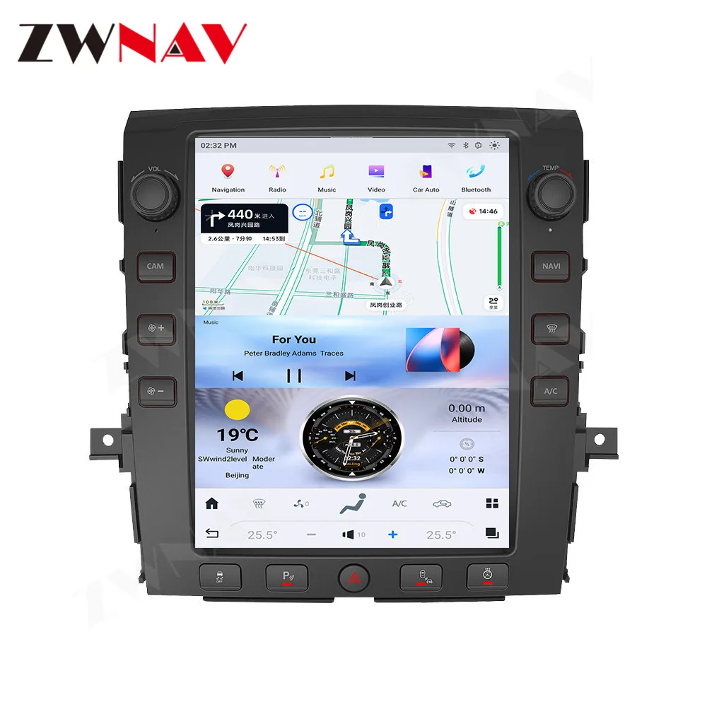 Estéreo para Auto con Pantalla IPS HD de 12.1 Pulgadas, Android 13, para Nissan Titan 2010-2019, CarPlay Inalámbrico, Android Auto, GPS, Navegación, Unidad Principal