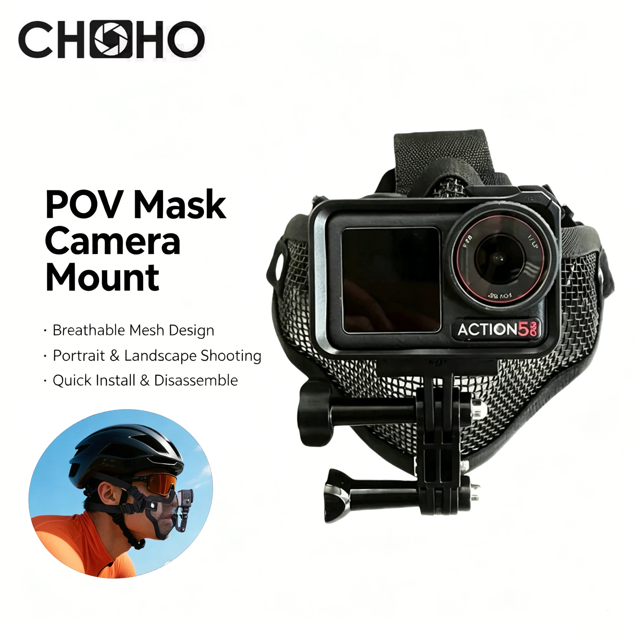 Gopro Zubehör Gesichtsmasken-Halterung für First-Person-View (POV) Aufnahmen, Motorradfahren, für DJI Osmo Insta360 Kamera und Smartphone