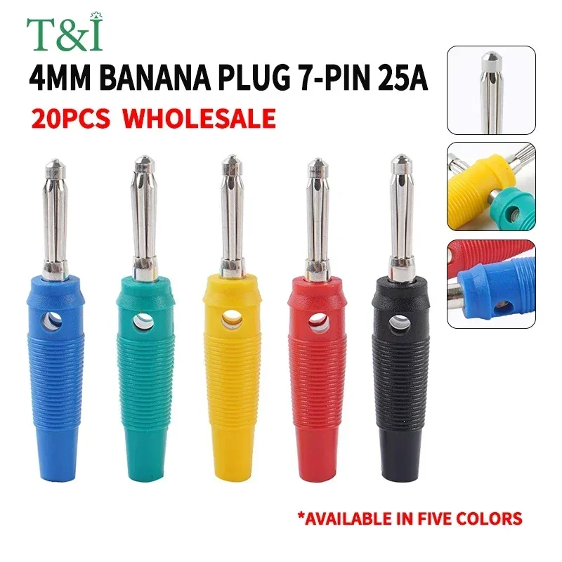 

20Pcs 4MM Banana Plug Soft Glue Solder-Free Lantern Banana Plug High Elasticity Multimeter Pen Plug