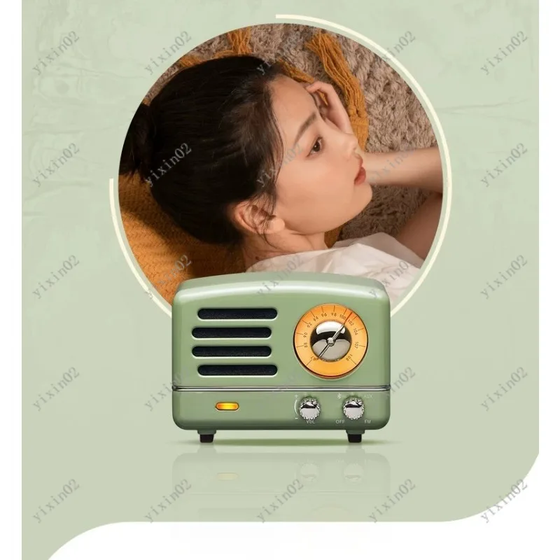 Retro Mini Bluetooth Speaker Wireless Portable FM Radio with Mic for Karaoke Gift view 4