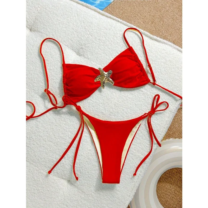 

Темпераментное микро бикини, женский купальник, украшение в виде морской звезды, разделенный купальный костюм, комплект бикини, сексуальная пляжная одежда, бразильское бикини для женщин