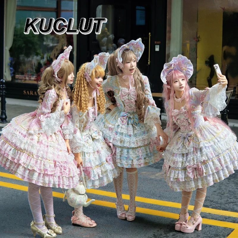 ثوب الكرة الحلو ولطيف لوليتا نمط التصميم الأصلي فتاة الأميرة فستان طويل الأكمام فساتين OP للنساء أزياء الخريف #6