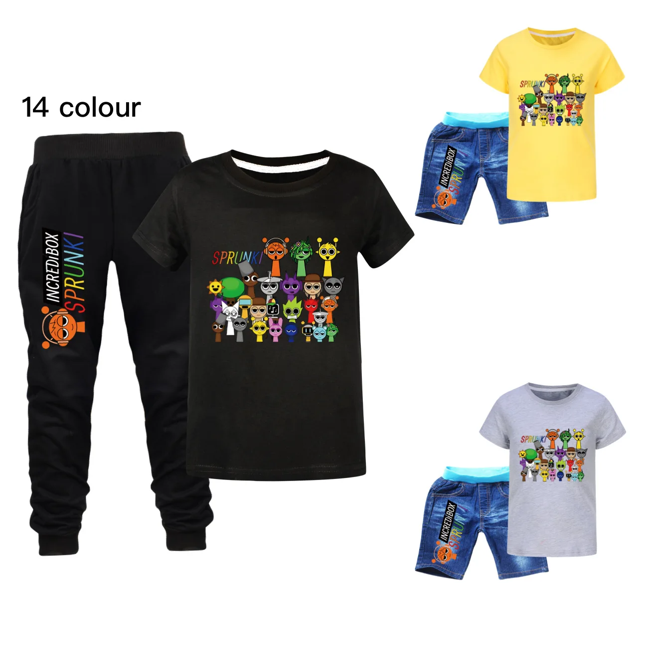 sprunki Incredibox  Kids Pajamas Set Children Pants Popular game T-shirt Baby Boys Girls Top Pants Cotton Nightwear Clothes 2Pcs