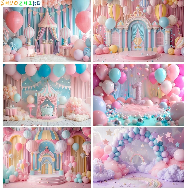 مستلزمات خلفية للتصوير الفوتوغرافي لغرفة الأطفال حديثي الولادة ، عيد ميلاد سعيد ، ديكورات الحفلات ، قوس البالونات ، مظهر الأزهار ، خلفية الصورة ، ، ، ، ، ،
