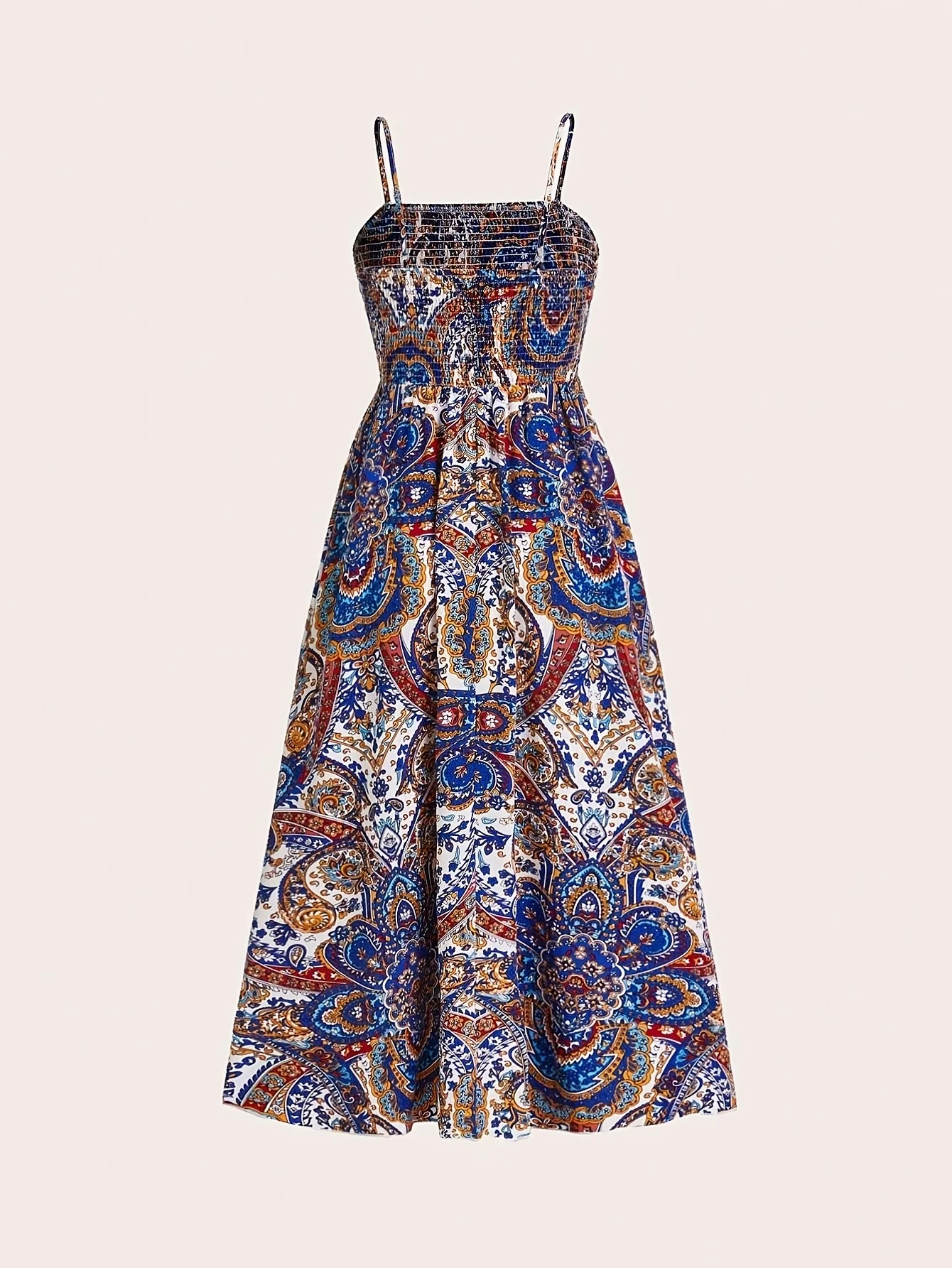 Women's Elegant Ethnic Paisley Print Swept Waist A Pendulum Resort Suspender  Large Pendulum Long Dress - AliExpress 200000345