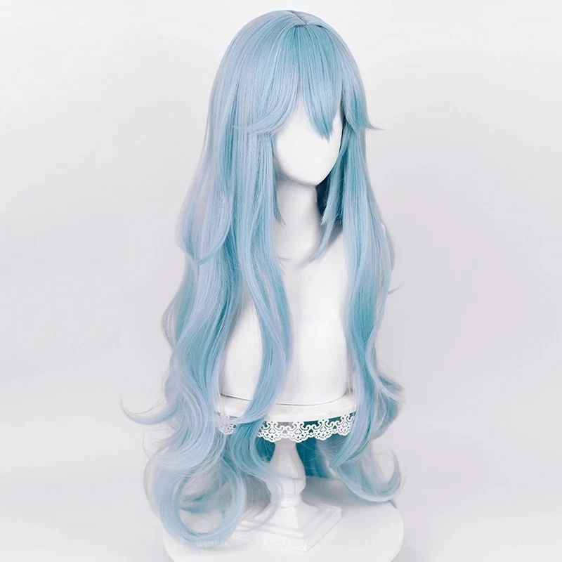 Anime EVA 100cm Long Ayanami Rei Cosplay Wig Cyan Blue Curly Hair Heat Resistant Halloween Party Prop Accessories High Quality
