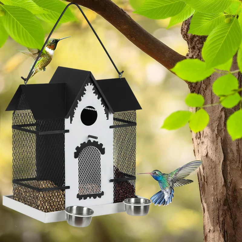 

Squirrel Proof Hummingbird Feeder - Copper Hanging Bird Feeder with Ant Moat, Leak-Proof Nectar Ports & Easy Clean