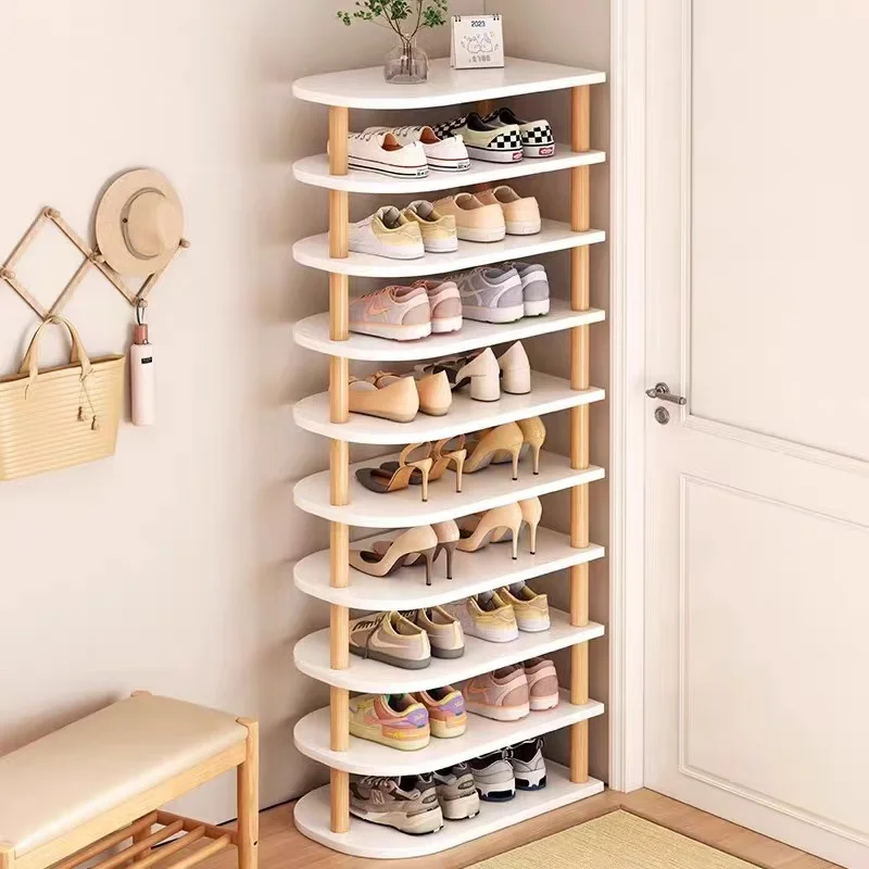 

Modern Simple Multi-Layer Stackable Wood Adjustable 10 Shelves Foldable Floor Standing Living Room Narrow Vertical Shoe Rack