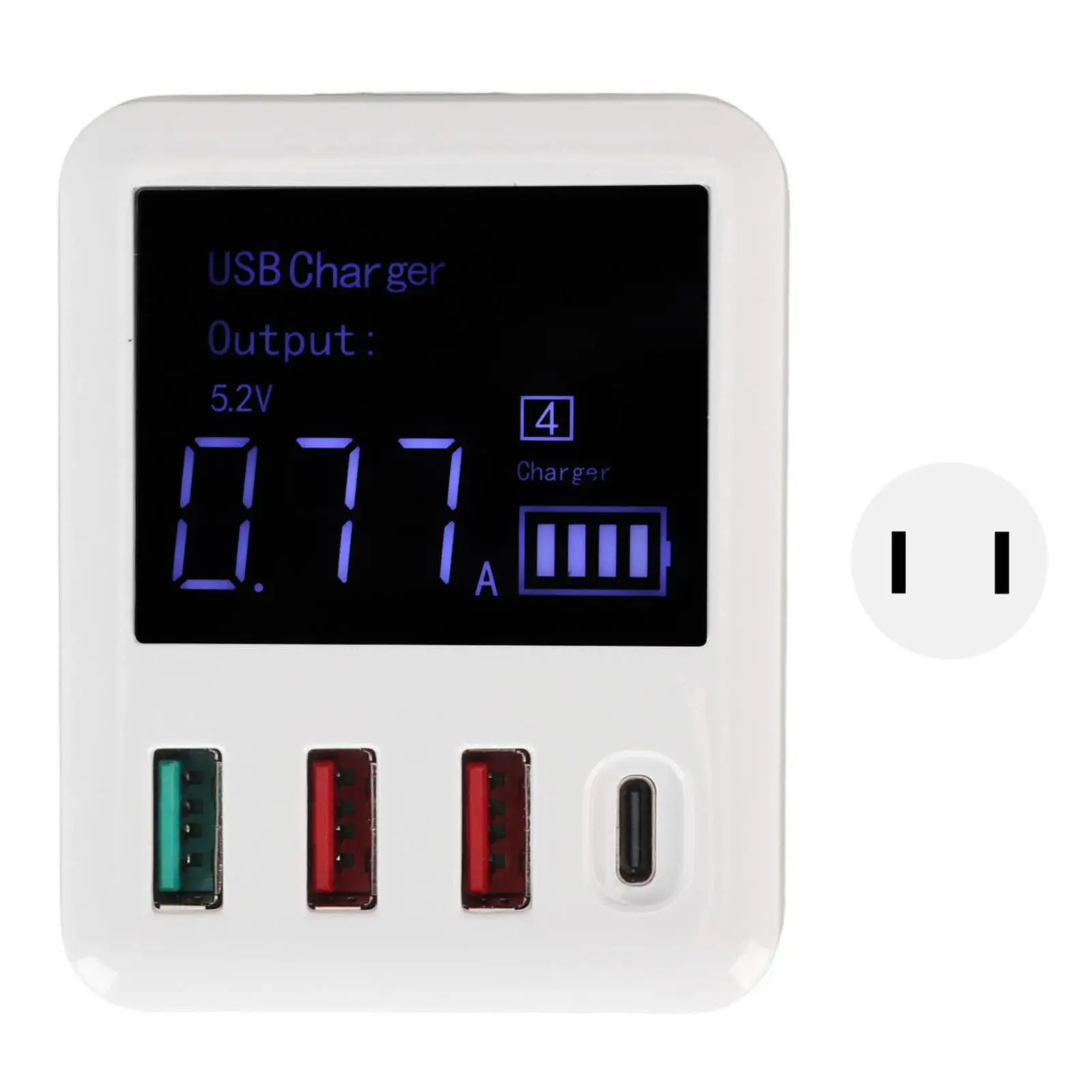

Портативное 4-портовое USB-зарядное устройство 100240 В, дорожный настенный адаптер с ЖК-дисплеем, умный ток, подходящий для мобильных телефонов