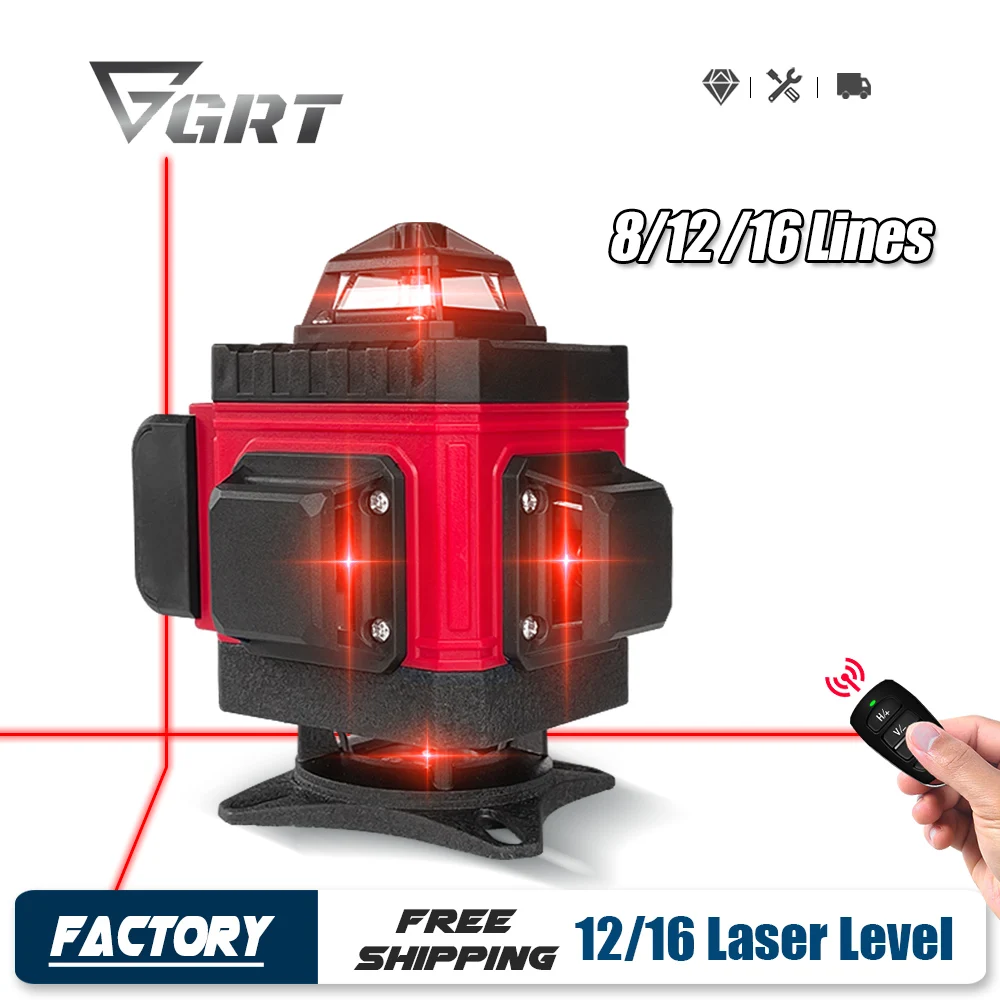 Laser Level Red Line Self Leveling 360 Horizontal And Vertical Super Powerful 8/12/16 Lines Laser Level with Rotaty Base