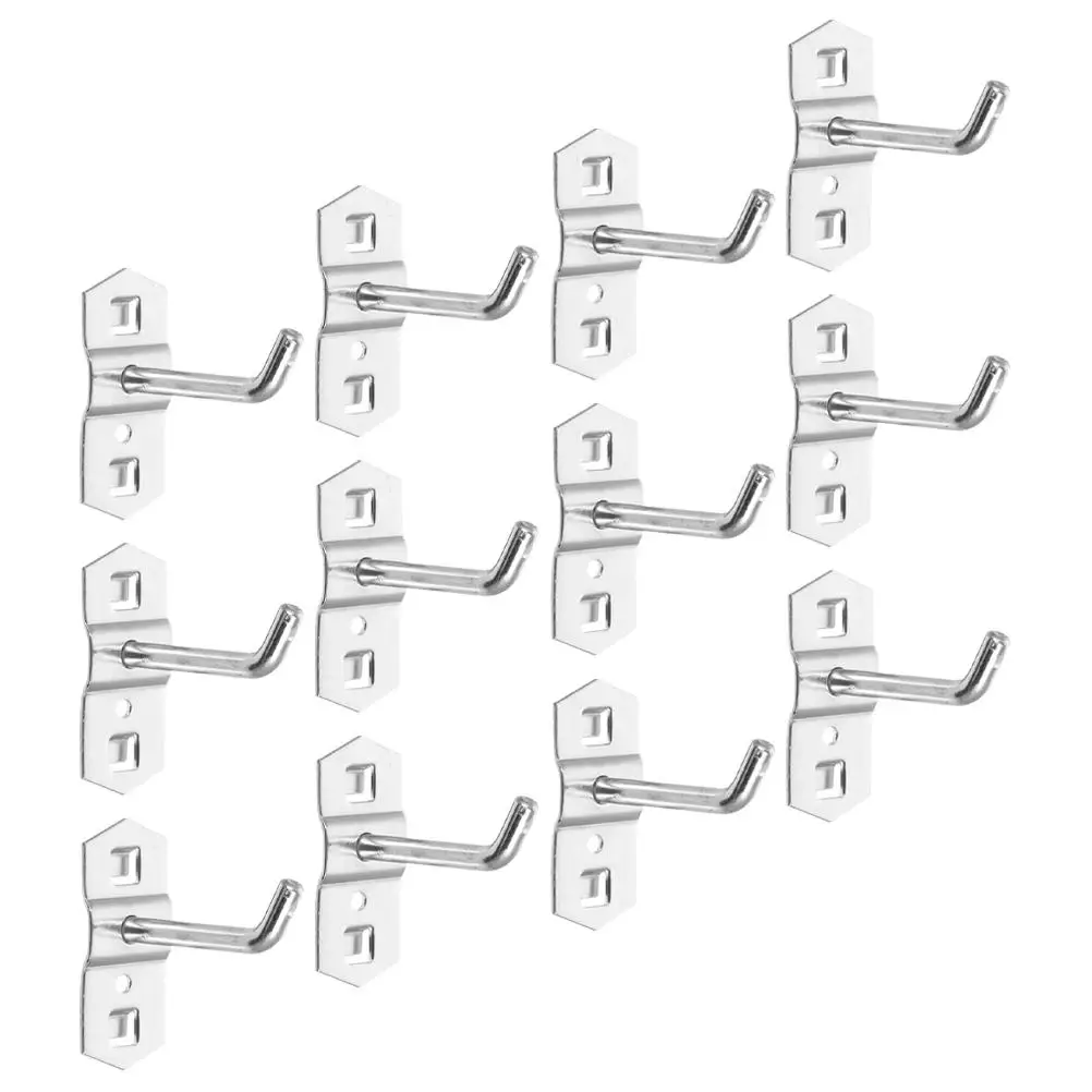 

12 Pcs Single Slope Hooks Metal Pegboard Hooks for Hanging Tools Storage Silver 25x6 Home ganization Hardware Accessories