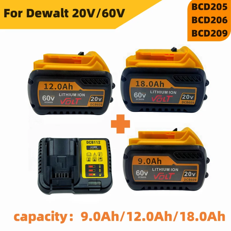 For Dewalt Flexvolt 60V 20V MAX Replacement Li-ion Battery DCB606 DCB609 DCB205 DCB204 DCB206 DCB209 DCB182 Power Tool Battery