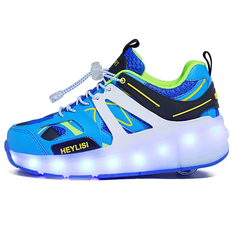 2024 Mode trend ige LED Licht wiederauf ladbare Kinder Rollschuh Schuhe Räder Jungen Mädchen Geschenk lässig Outdoor-Sport Laufschuhe