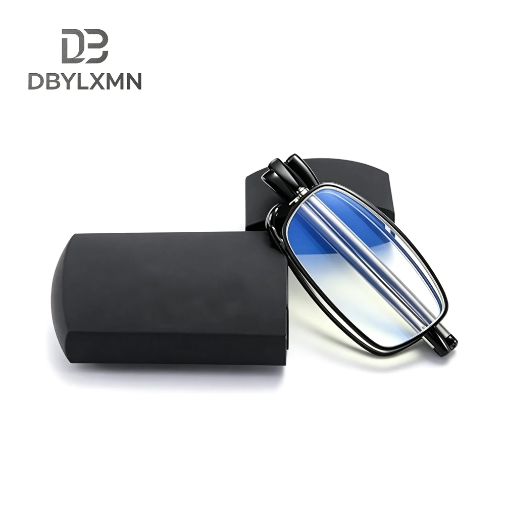 

DBYLXMN Foldable Portable Anti Blue Light Reading Glasses Mini Compact Presbyopic Eyewear With Case For Men