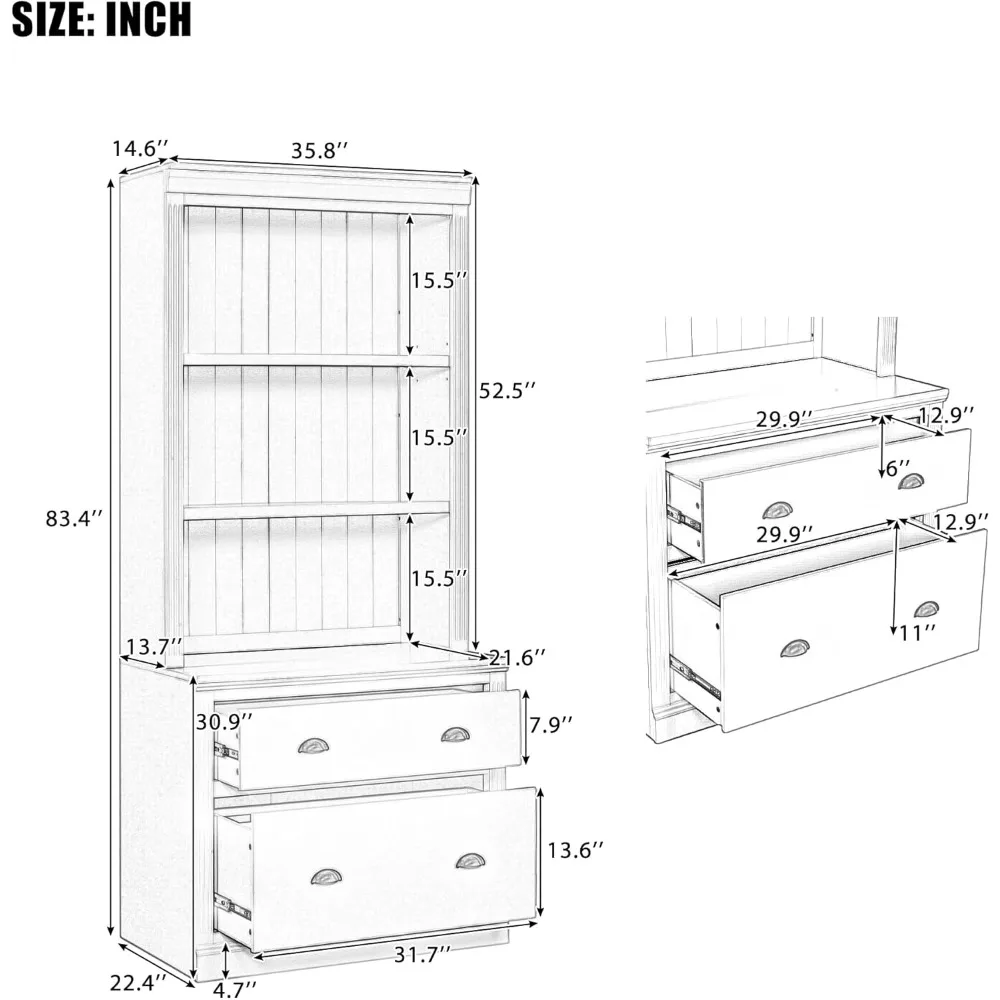 رف كتب حديث طويل القامة بإضاءة LED مع درجين و3 أرفف لتخزين غرفة المعيشة وتنظيم المنزل #3