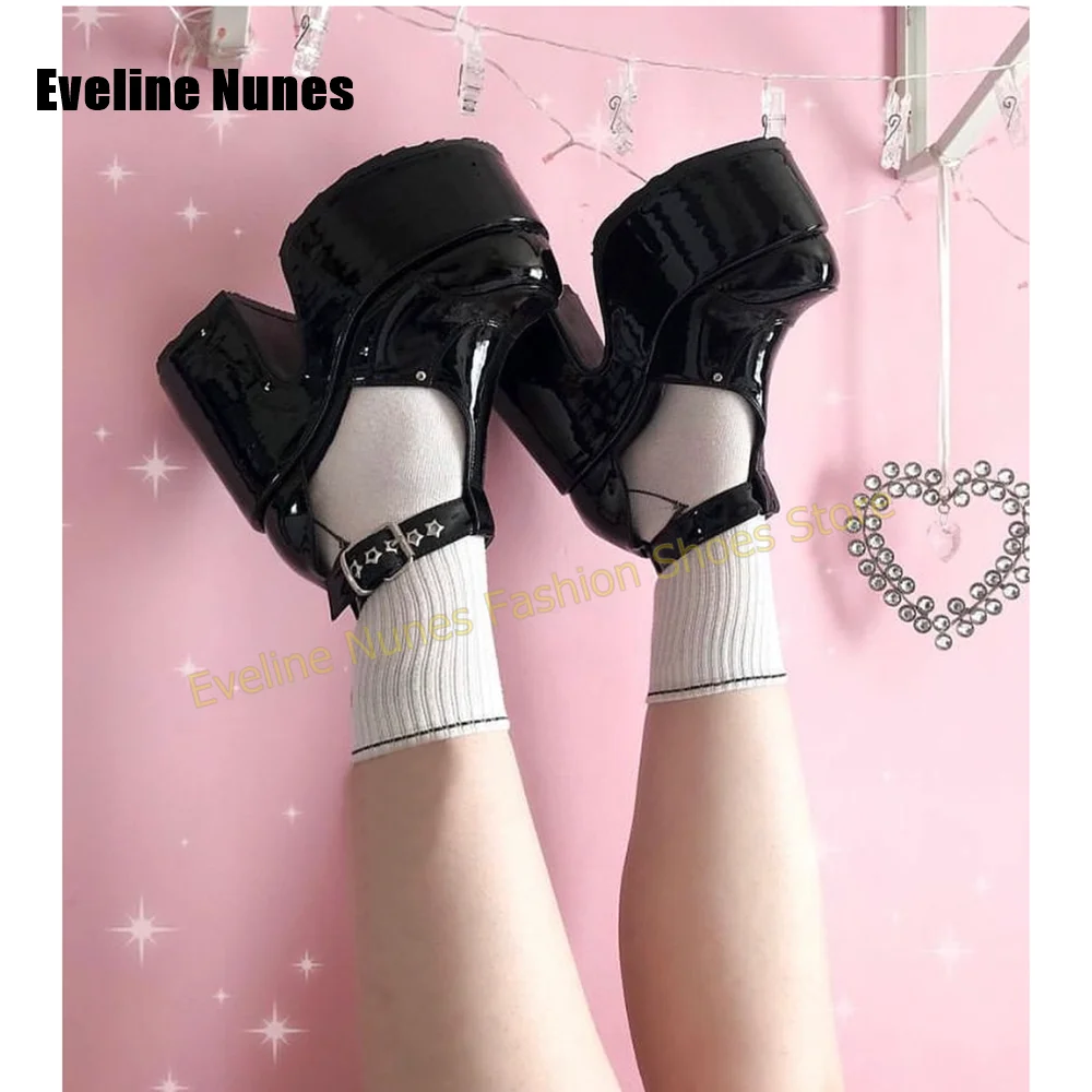 Gothic Star Stud T-Strap Platf - Street Fashion Punk recension och pris